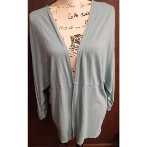 Garnet Hill Easy Linen Drape Front Cardigan Size XS Aqua Coastal Lagenlook Beach